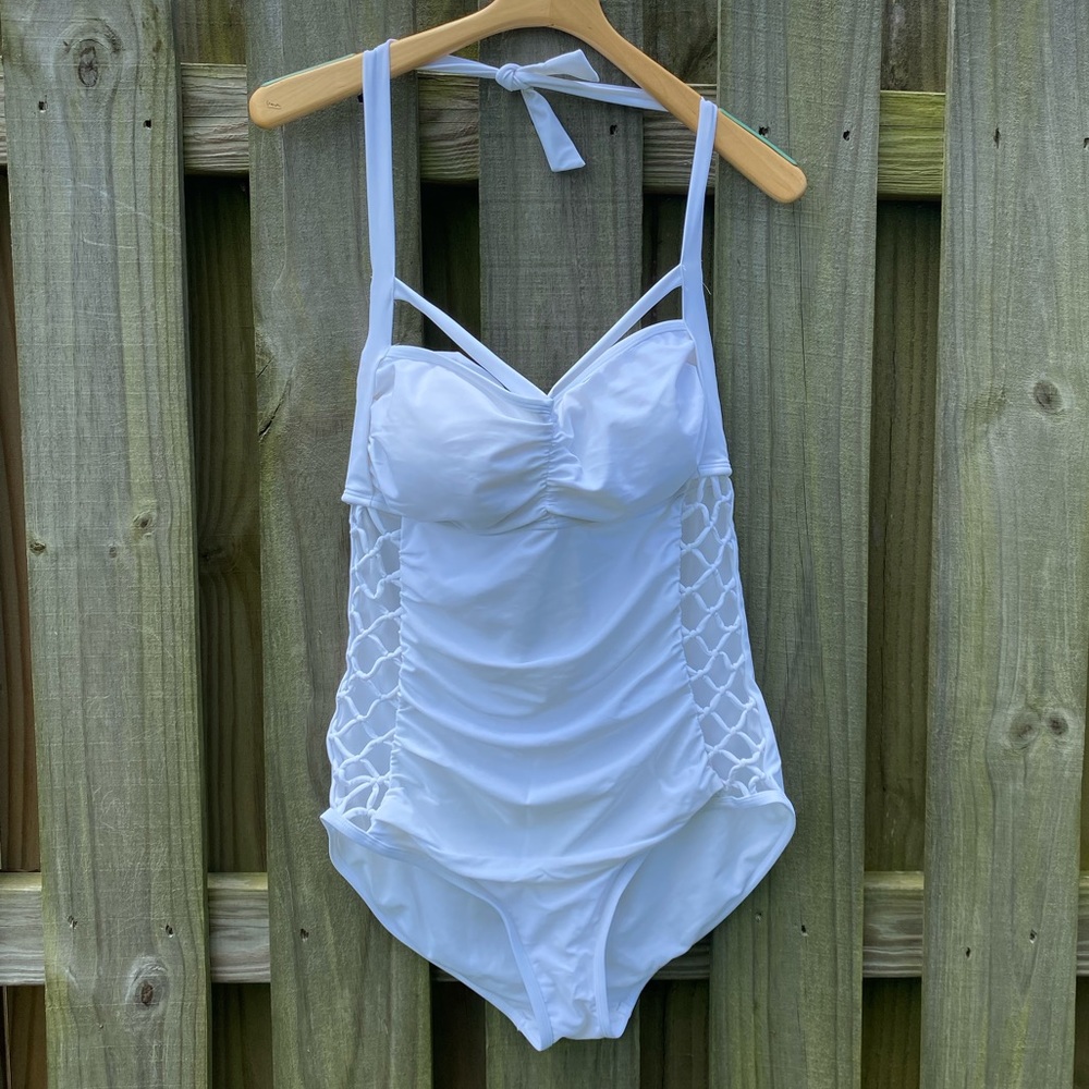 Ashley Graham X Swimsuits For All Boss White One Piece Swimsuit